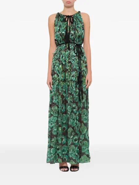 Rochie Lanvin cu model floral cu imagine verde