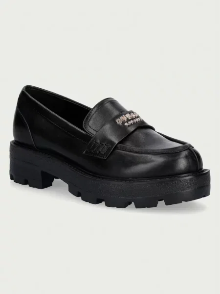 Guess mocasini pentru femei din piele YAMINA negru