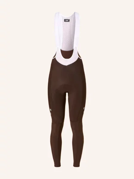 Pas Normal Studios Cyklistické Kalhoty Mechanism Thermal Long Bibs Se Šlemi A Polstrovanou Vložkou tmavě hnědá bílá