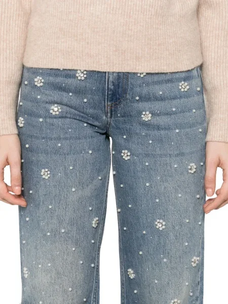 Blugi drepți Maje cu model floral albastru