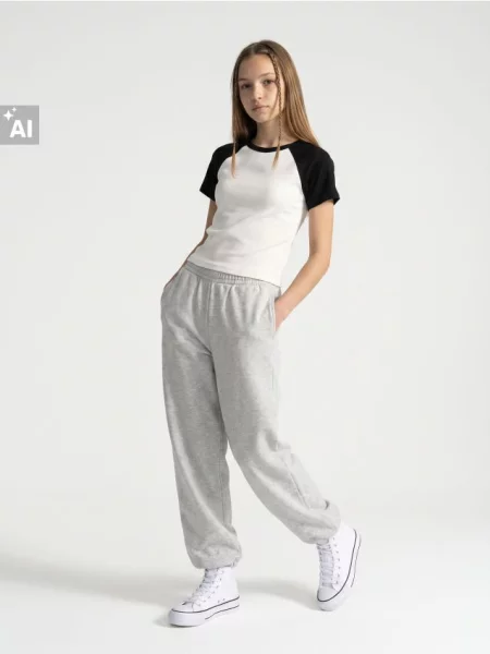 Sinsay Dresové kalhoty wide leg s bavlnou šedá