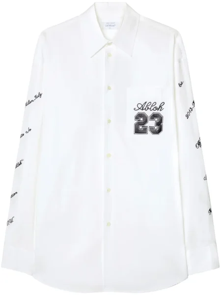 Cămașă Off-white cu broderie alb