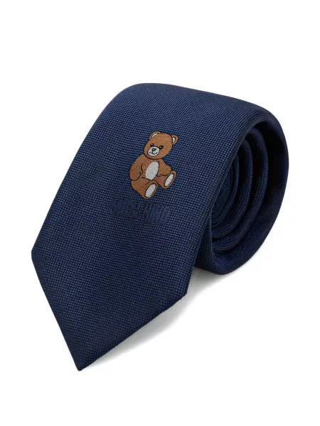 Ursuleț de pluș cravată Moschino cu broderie albastru
