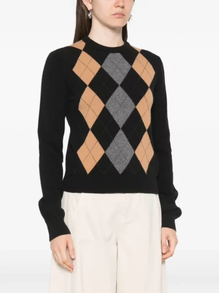 Pulover Jucca de lână cu model argyle negru