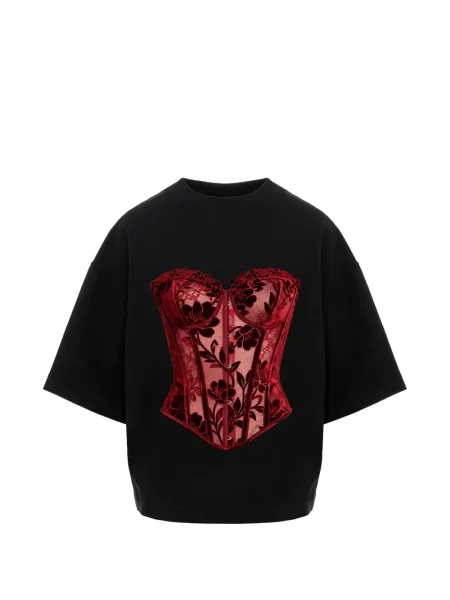 Tricou Hamza cu imagine din dantelă negru