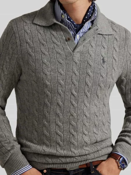 Sweter o kroju regular fit z mieszanki wełny i kaszmiru Polo Ralph Lauren szary