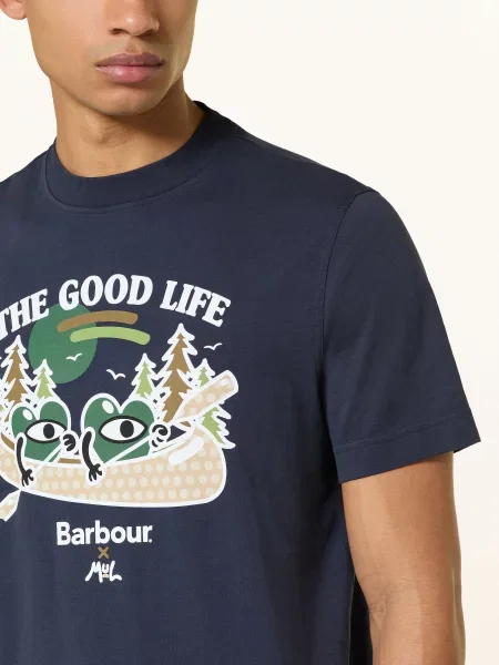 Barbour Tričko Mul Good Life tmavě / hnědá / zelená modrá