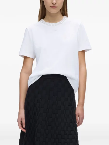 Tricou Karl Lagerfeld cu perle alb