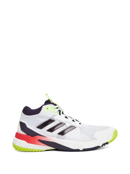 Pălărie Adidas cu dungi cu platformă din jerseu alb