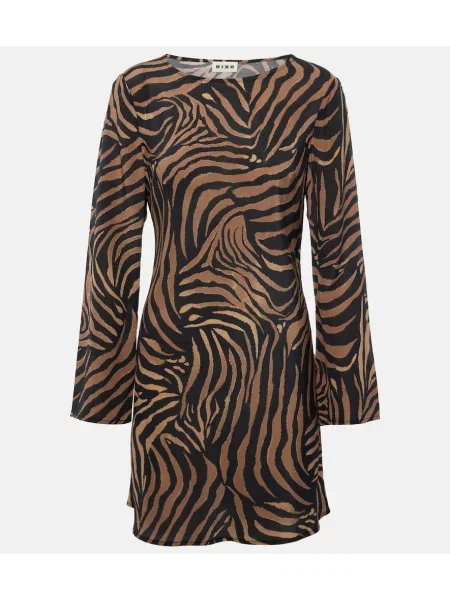 Svilena obleka Rixo s potiskom črna