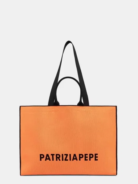 Geantă shopper Patrizia Pepe portocaliu