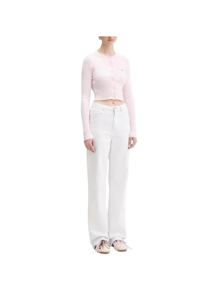 Tommy Jeans Kardigán rosé biela