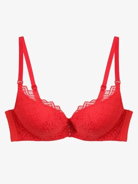 Sutien cu Dantelă cu Efect Push-Up Dimettra roșu