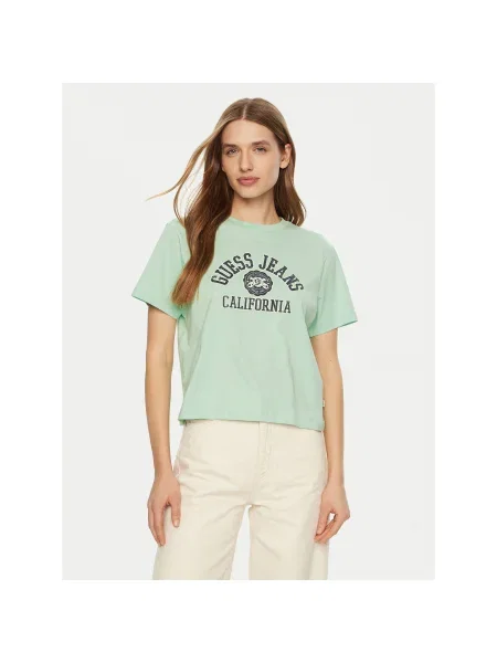 Guess Jeans Póló Regular Fit zöld