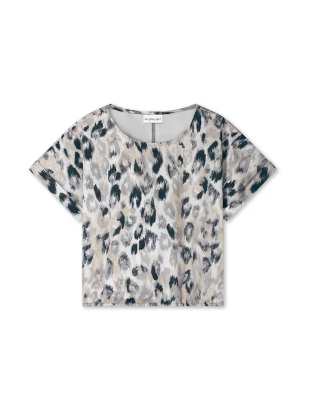 Lniana bluzka Helena Hart z nadrukiem elegancka niebieska