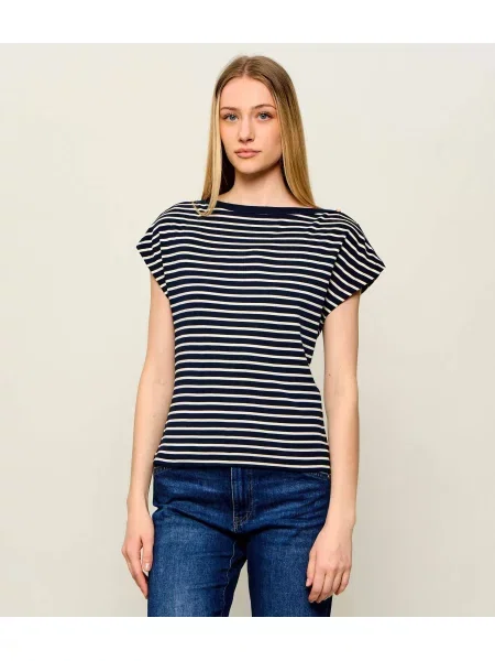 TOMMY HILFIGER Tricou crem / bleumarin
