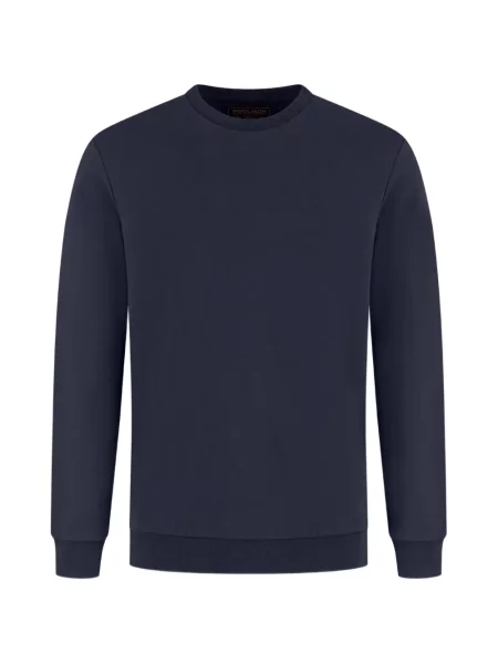 Pulover Woolrich cu broderie cu decolteu rotund albastru