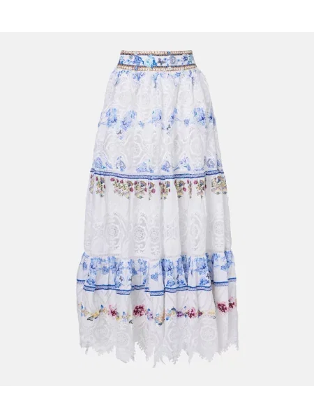 Fustă midi Camilla de in până la genunchi