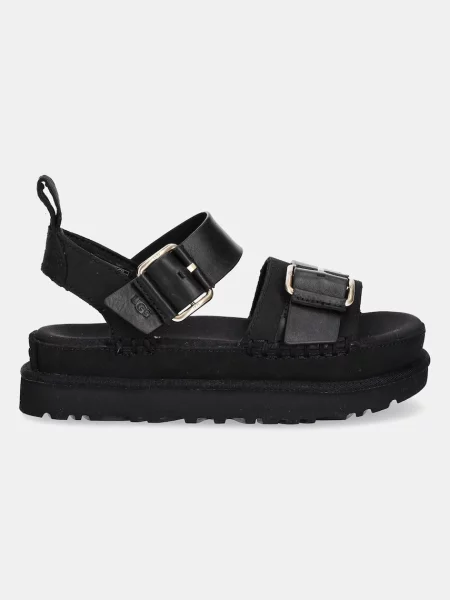 Шкіряні сандалі UGG Goldenstar Villa на платформі чорний