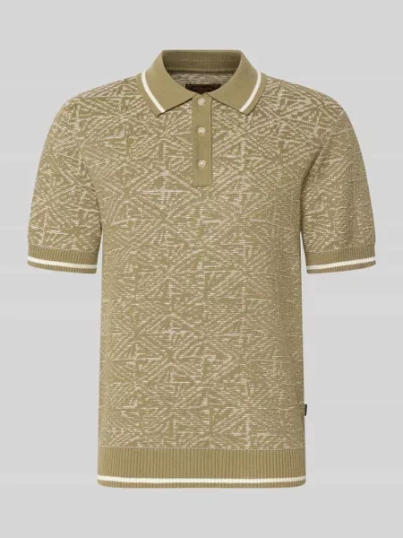 Koszulka polo o kroju regular fit we wzór na całej powierzchni Jack & Jones Premium beżowe
