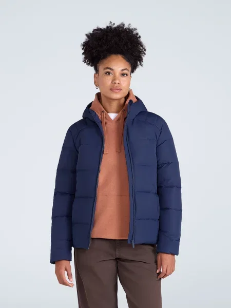 Tech kurtka puchowa średniej grubości z kapturem Navy granatowa