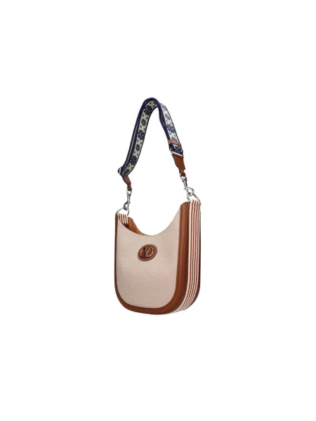 Lniana torebka crossbody Valentino Garavani beżowa