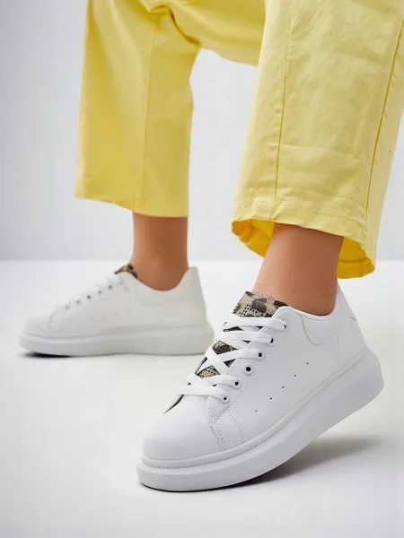 Sneakerși Resti cu platformă alb