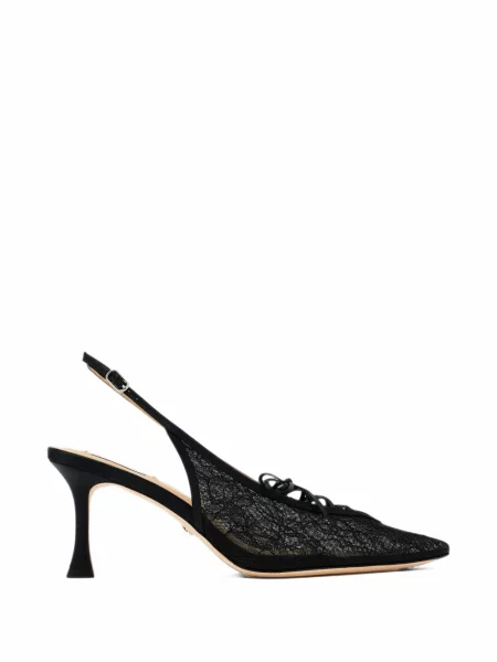 Pantofi cu toc Badgley Mischka cu șireturi din dantelă slingback negru