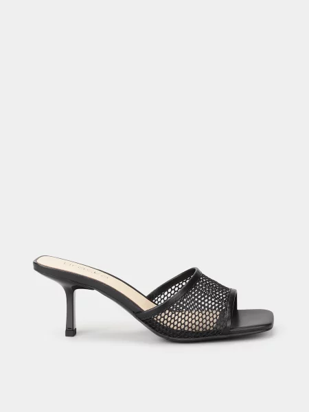 Кожаные мюли Braska в сеточку черные