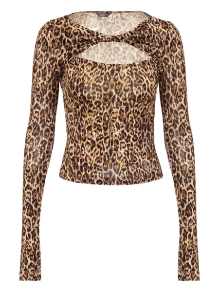 Top Just Cavalli cu imagine cu model leopard maro