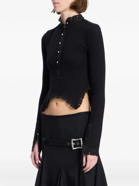 Decupat top Ann Demeulemeester din dantelă negru