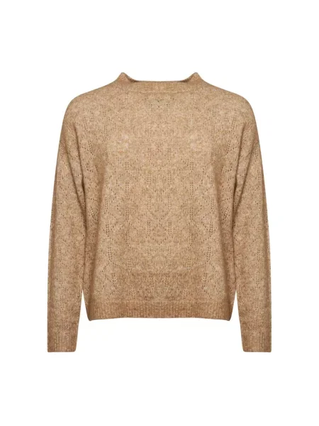 Sweter Lind wełniany brązowy