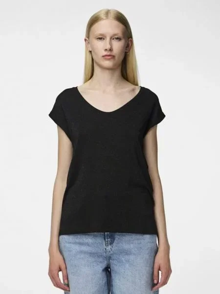 Pieces T-shirt Black μαύρο