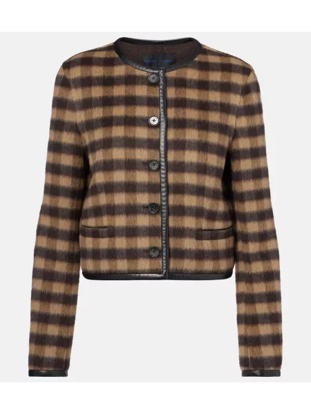 Kurtka skórzana Proenza Schouler w kratkę brązowa