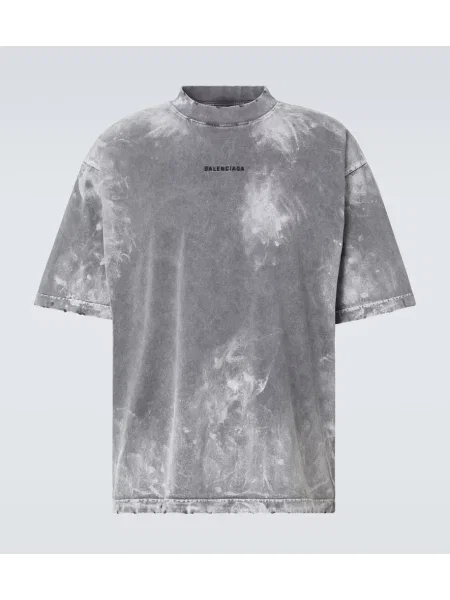 Tricou Balenciaga zdrențuiți din jerseu negru