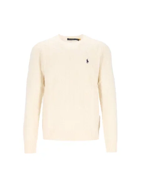 Polo Ralph Lauren Sweter z dodatkiem kaszmiru Mężczyźni Wełna beżowy|biały jednolity XXL biała