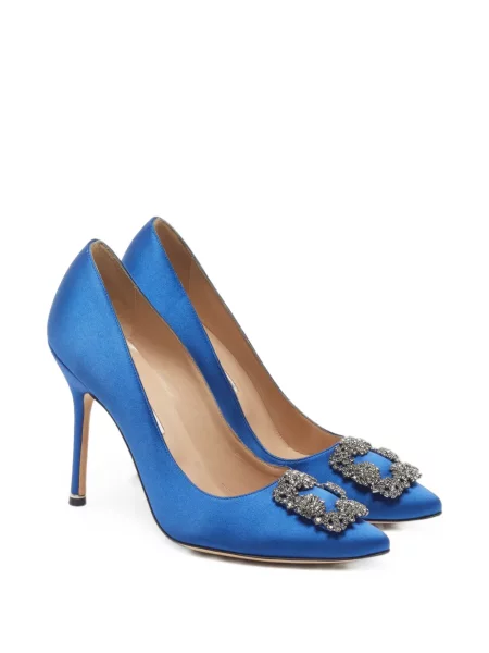 Pantofi cu toc Manolo Blahnik cu cataramă albastru