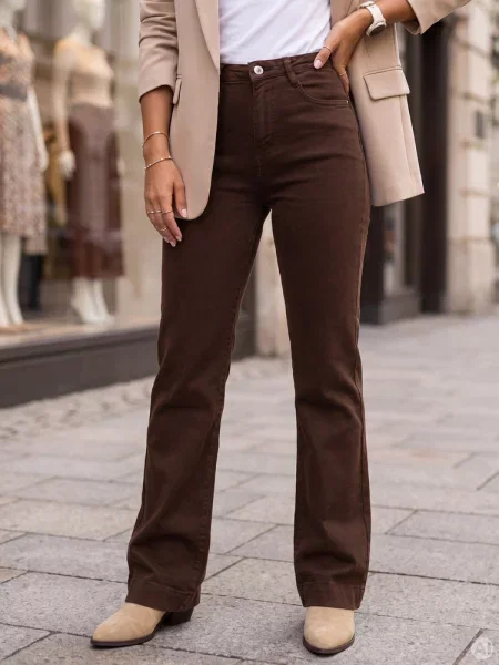 Jeansy wide leg z wysokim stanem Dstreet brązowe
