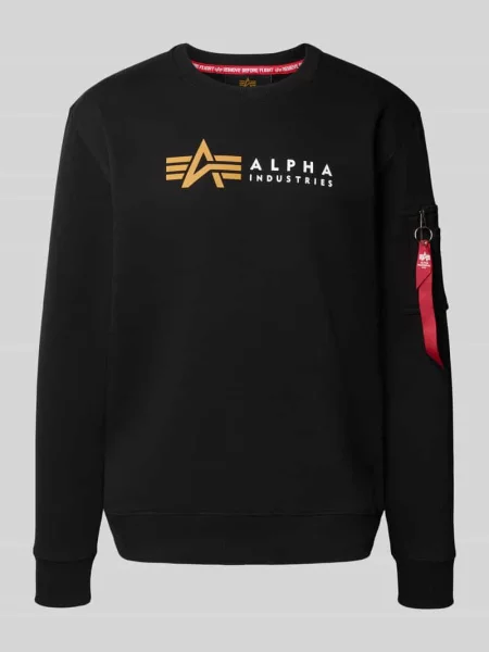 Bluza z nadrukiem z logo Alpha Industries czarna