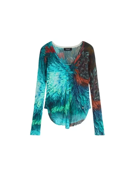 Desigual Geacă tricotată M. C. Lacroix / aqua / maro ruginiu albastru