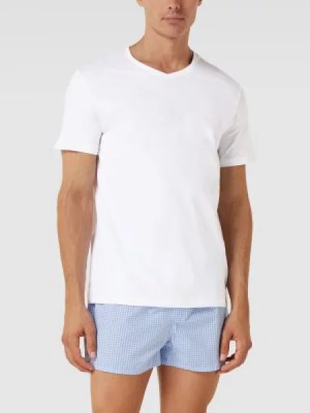 T-shirt z dekoltem w serek w zestawie 3 szt. model ‘ComfortS’ Boss biała