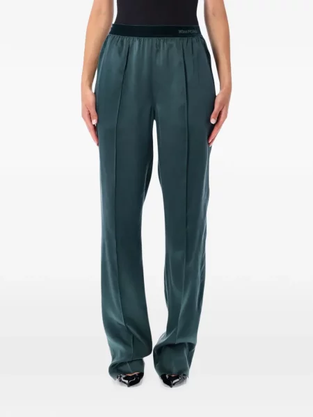 Pantaloni Tom Ford din satin verde
