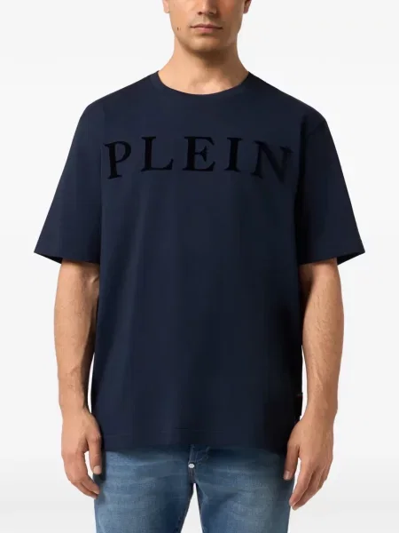 Tricou Philipp Plein cu aplicații albastru