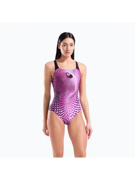 Costum de baie întreg pentru femei arena Peacock Swim Pro Back multi pink/black negru