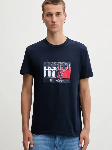 Polo Tommy Jeans cu mâneci scurte albastru