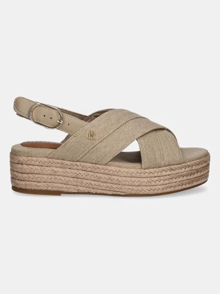 Tommy Hilfiger Buty Kobieta 40 EU Denim Denimowe sandały espadryle na platformie beżowy