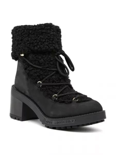 Love Moschino Magassarkú bokacsizma bőr hozzáadásával fekete