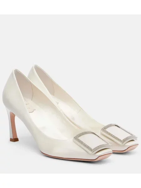 Pantofi cu toc Roger Vivier din satin alb