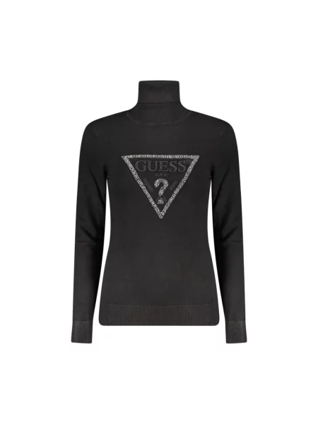 Sweter z dzianiny z golfem model ‘MELANIE’ Guess czarny