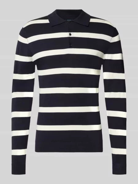 Sweter z dzianiny z kołnierzykiem polo model VERO' Mcneal granatowa